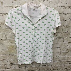 Tommy Hilfiger Y2K White Green Frog Print Polo Shirt